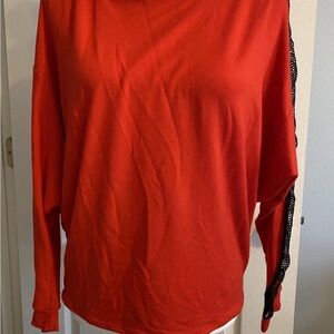 Harlowe & Graham Mesh Inset Dolman Pullover Red Small